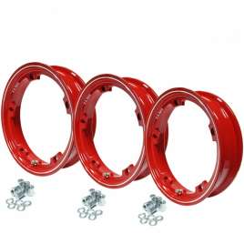 KIT 3 CERCHI IN LEGA RIBASSATO TUBELESS ROSSO VESPA PX 125 150 200 PK 50 S