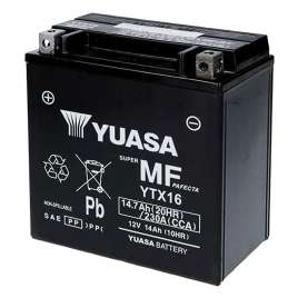 BATTERIA YUASA YTX16-BS 12V/14AH WC SIGILLATA ATTIVATA PRONTA ALL'USO