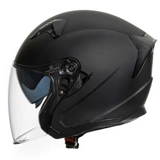 Casco Jet Nero Opaco Moto Scooter Con Visierino Parasole - Omologato ECE 2206