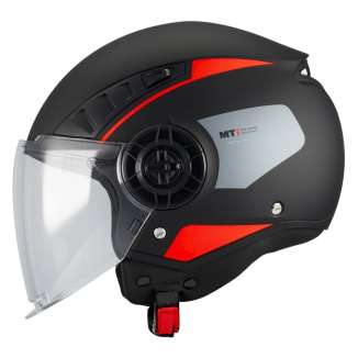 CASCO JET MOTO MT HELMETS AERIS DEMURE B5 NERO/ROSSO OPACO OMOLOGATO ECE22.06