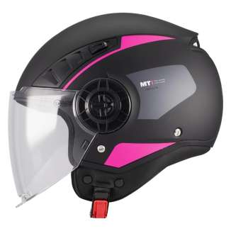CASCO JET MOTO MT HELMETS AERIS DEMURE B8 NERO/ROSA OPACO OMOLOGATO ECE22.06
