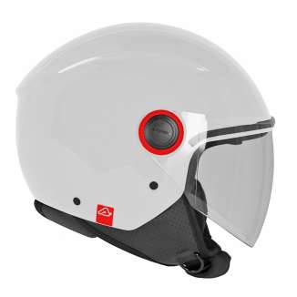 Casco Jet Acerbis Brezza Moto Scooter Bianco Lucido Con Visiera Omologato Ece 2206