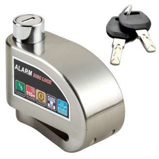 LUCCHETTO ANTIFURTO MOTO SCOOTER BLOCCADISCO CON ALLARME SONORO 110DB PERNO 6MM