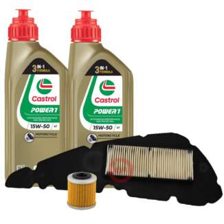 KIT TAGLIANDO BEVERLY 400 HPE 2021-2026 2LT OLIO CASTROL 15W50 FILTRO OLIO/ARIA