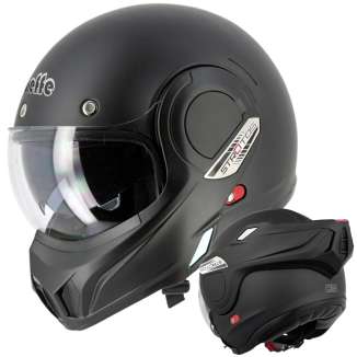 CASCO MODULARE MENTONIERA REVERSIBILE DF908 STRATOS NERO OPACO OMOLOGATO P/J ECE.2206