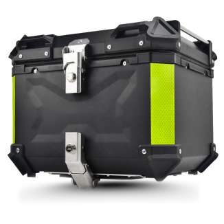 BAULETTO MOTO 45LTR NERO EFFETTO ALLUMINIO CON PIASTRA UNIVERSALE E SCHIENALE
