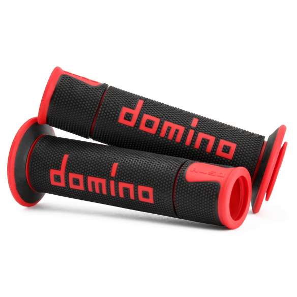 Coppia manopole Domino Road-Racing universale moto colore nero/rosso 120mm  A45041C4240B7-0