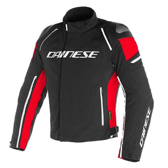 DAINESE GIACCA MOTO UOMO RACING 3 D DRY JACKET STRADA TOURING NERO ROSSO BLACK RED