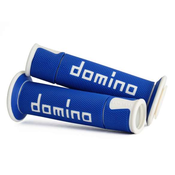 Coppia manopole Domino Road-Racing universale moto colore blu/bianco 120mm  A45041C4648B7-0