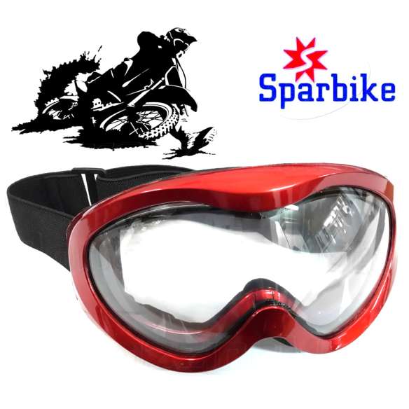 MASCHERA OCCHIALI MOTOCROSS STANDARD ROSSO SPARBIKE 316