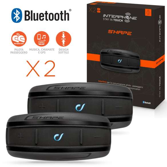 CELLULARLINE INTERPHONE SHAPE KIT DOPPIO SET 2 INTERFONI CASCO MOTO  BLUETOOTH