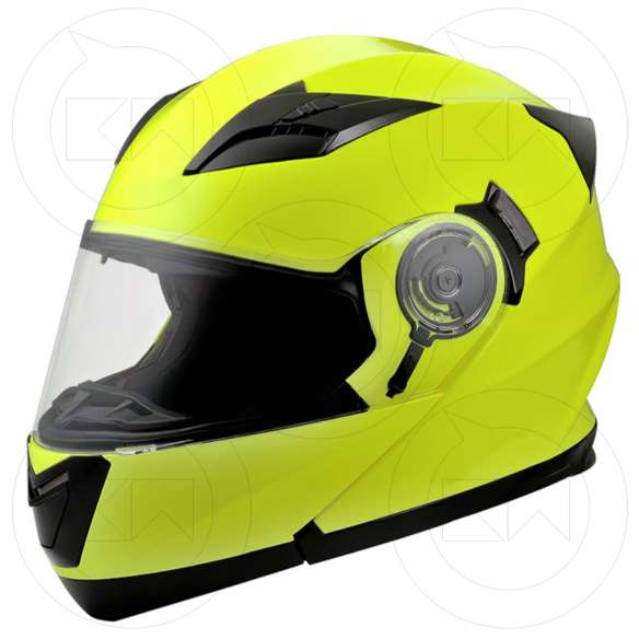CASCO MOTO MODULARE GIALLO FLUO DOPPIA VISIERA OMOLOGATO