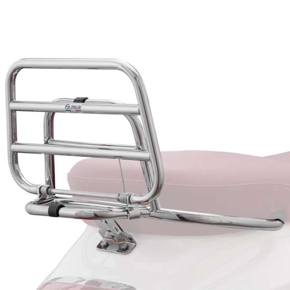 Portapacchi Pieghevole E Schienale Passeggero Per Vespa Primavera Sprint 50 125 | Portabagagli Posteriore Acciaio Inox