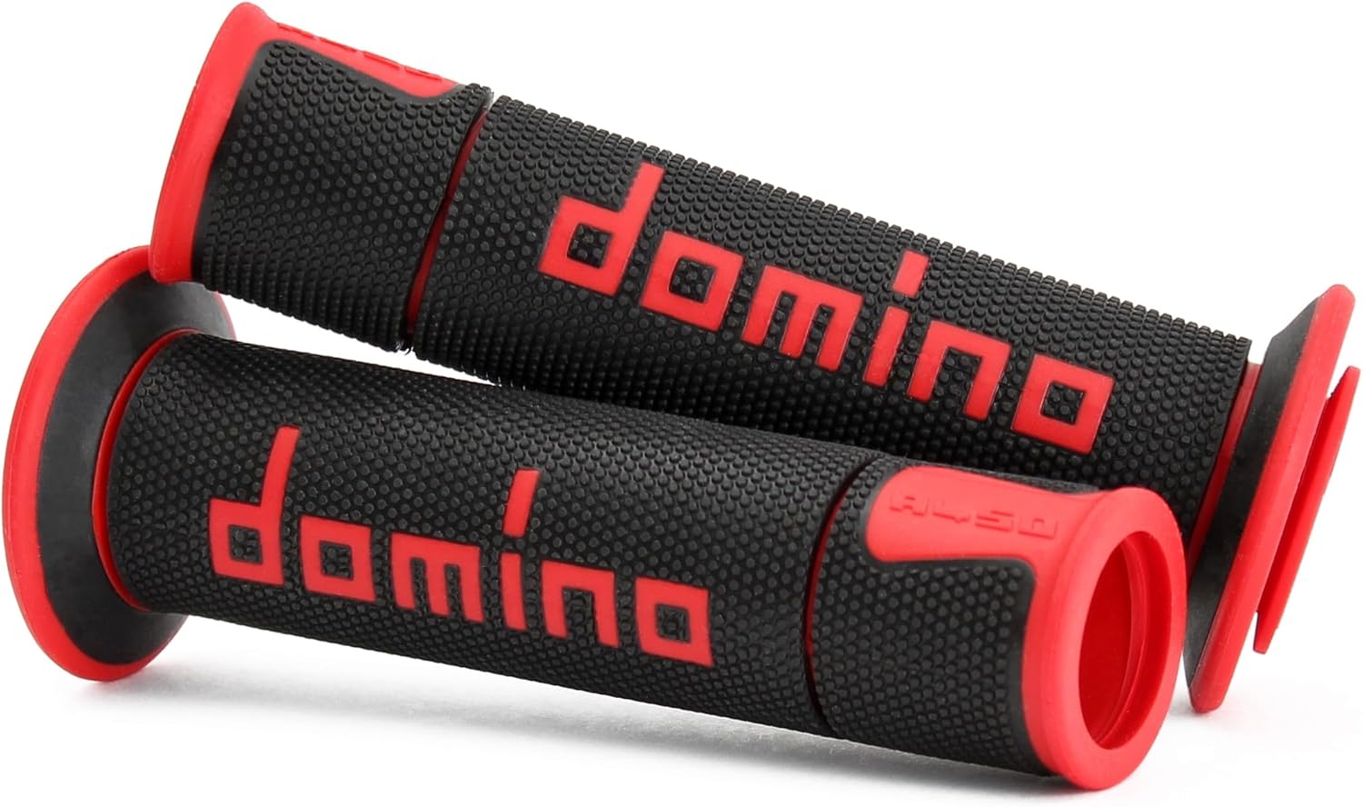 COPPIA MANOPOLE DOMINO A450 ROAD-RACING UNIVERSALE MOTO NERO/ROSSO 120-125 mm APERTE