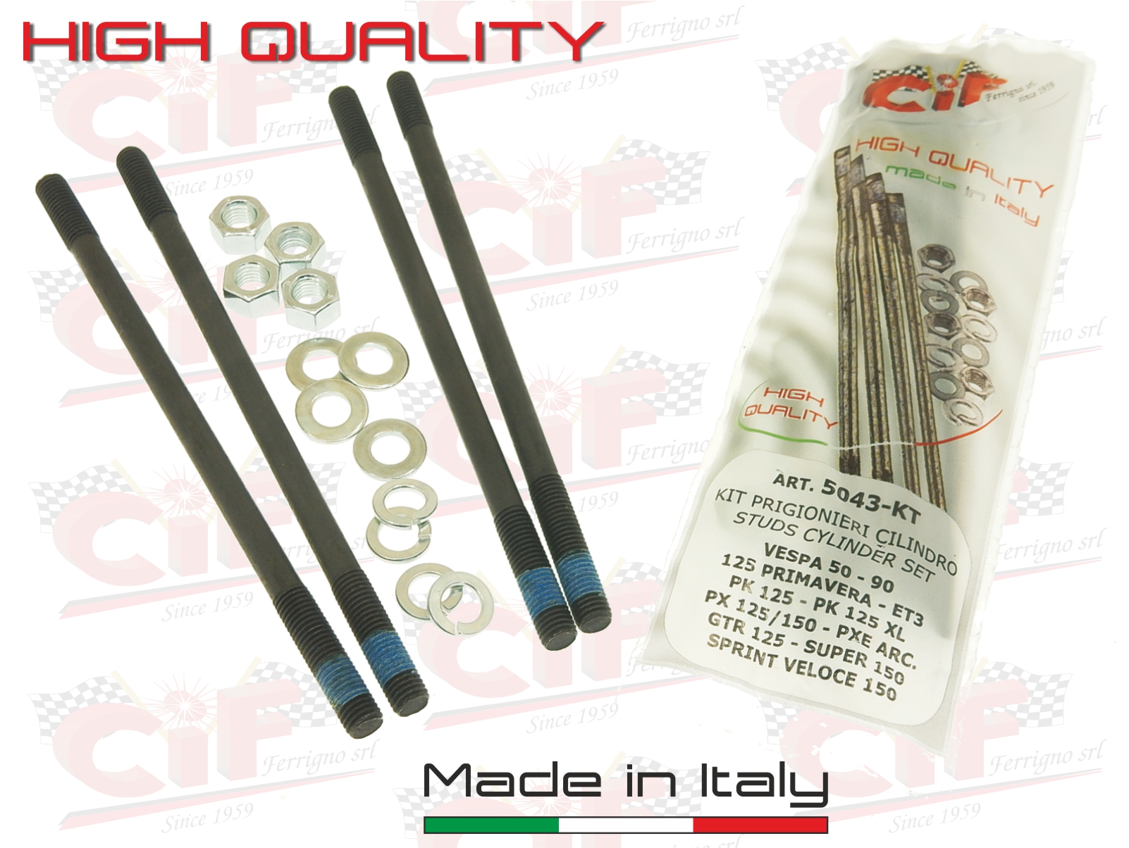 KIT 4 PRIGIONIERI CILINDRO VESPA 50 SPECIAL PRIMAVERA 125 ET3 PX ARCOBALENO PK XL