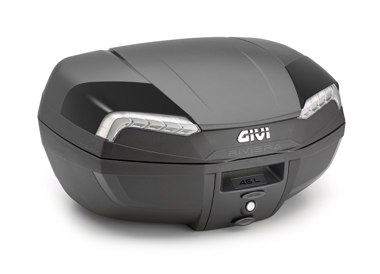 BAULETTO GIVI E46NT 46L NERO TECH RIVIERA MONOLOCK FUMÈ CON PIASTRA UNIVERSALE MOTO SCOOTER