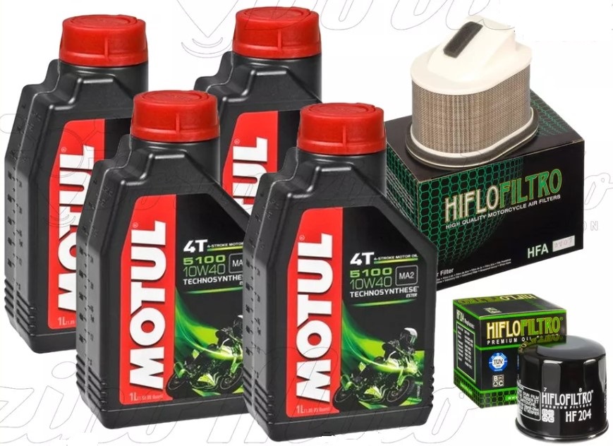 KIT TAGLIANDO 4LT OLIO MOTUL 5100 + FILTRO ARIA/OLIO KAWASAKI Z 750 2004-2006