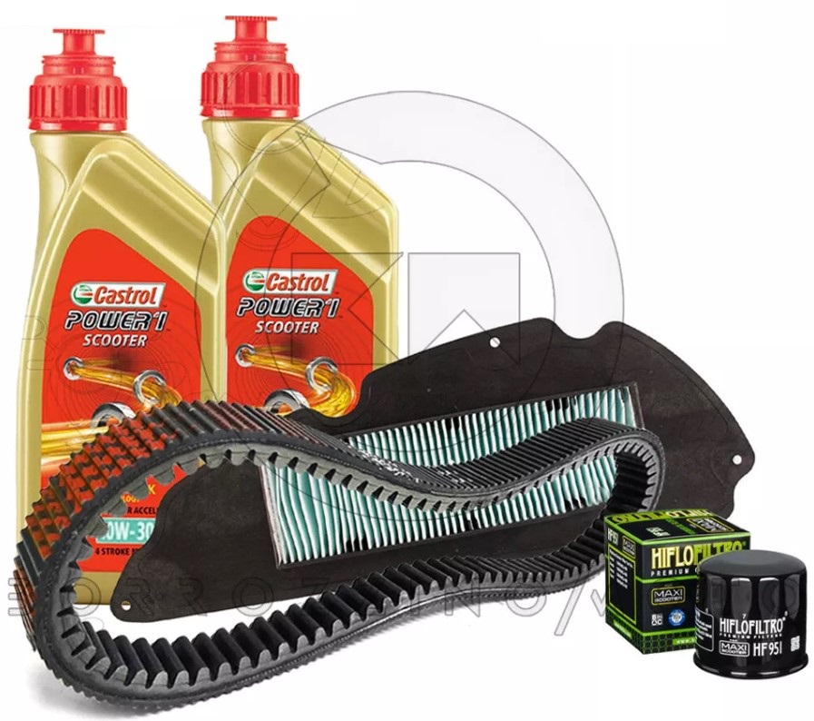 KIT TAGLIANDO CINGHIA GATES CASTROL 10W30 FILTRO OLIO/ARIA HONDA SH 300 ie 2006-2019