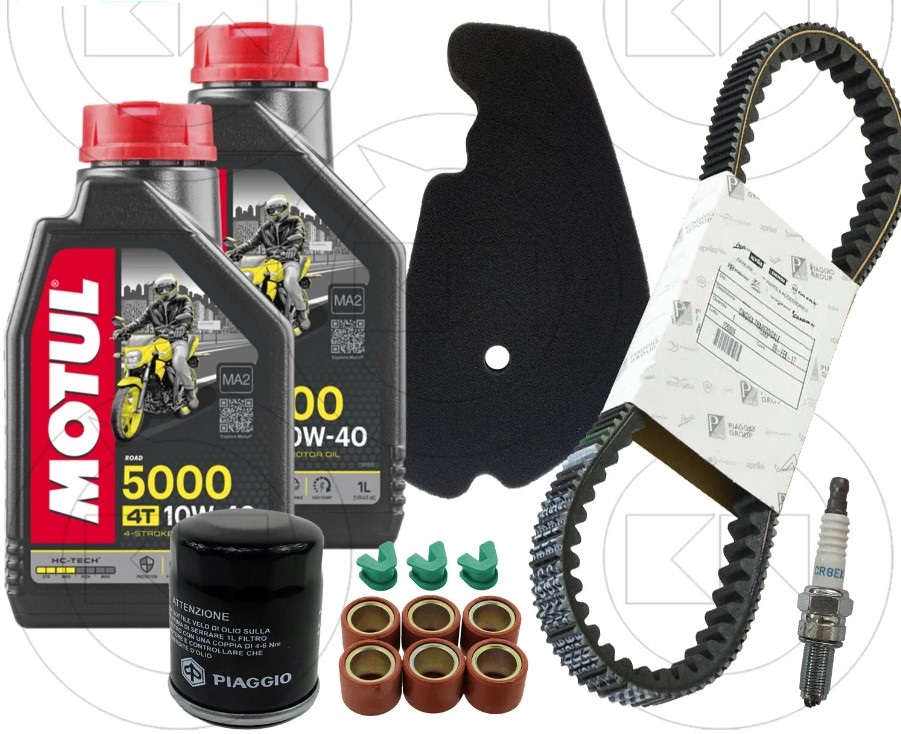 KIT TAGLIANDO CINGHIA CANDELA OLIO MOTUL 10W40 BEVERLY IE ABS E4 300/TOURER EURO3 300/RST 300/