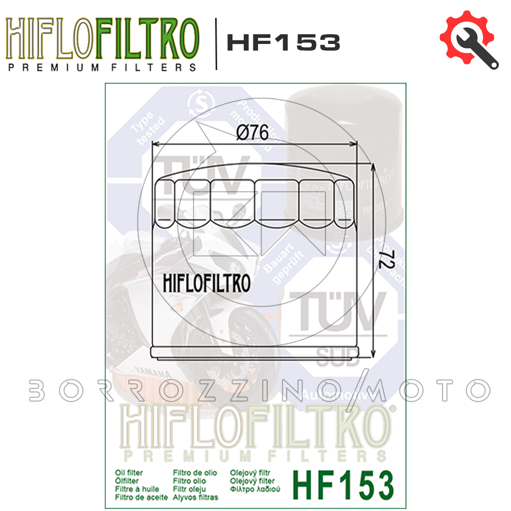 FILTRO OLIO HIFLO HF153 OMOLOGATO TUV DUCATI 800 SCRAMBLER CLASSIC 2015-2016